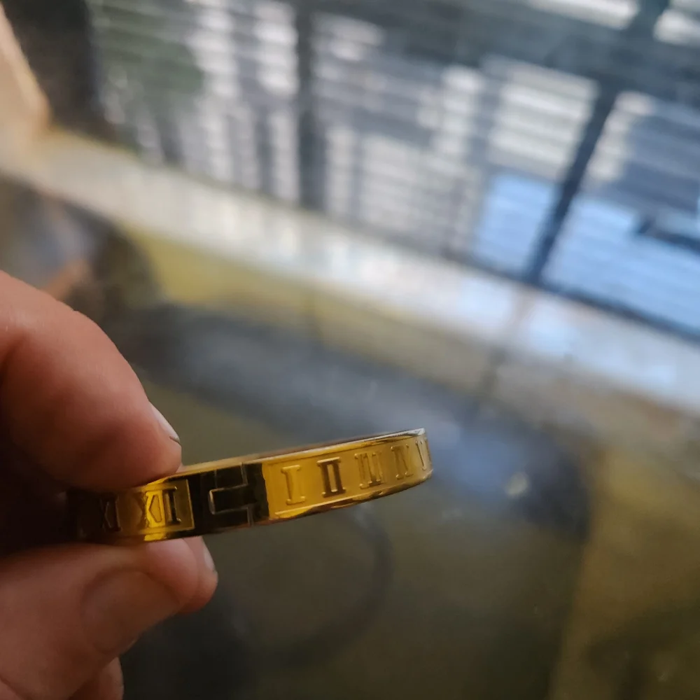 Gold Roman‎ Numeral Bangle Bracelet